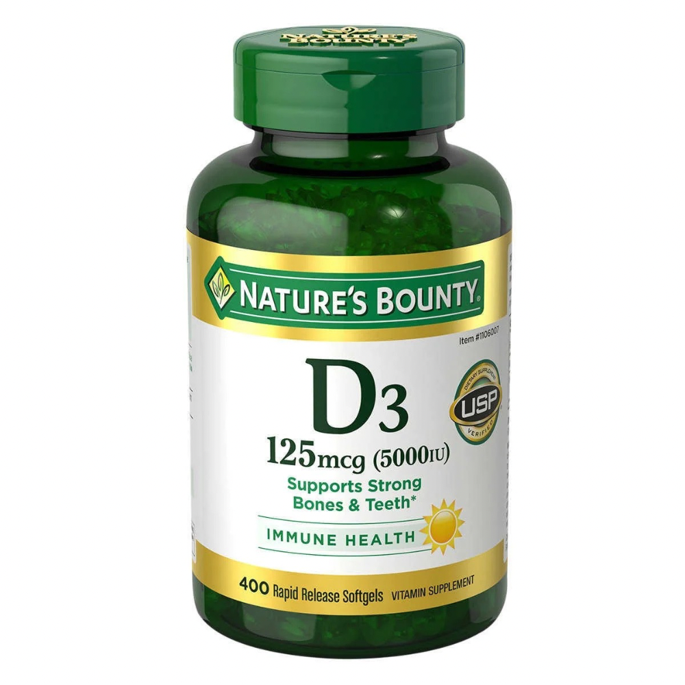 Vitamina D3 125 mcg (5,000 IU) – 400 Cápsulas Blandas