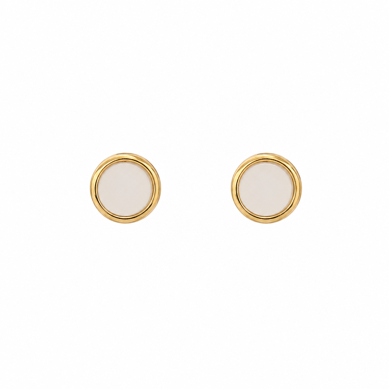 Aretes Redondos con Piedra Blanca