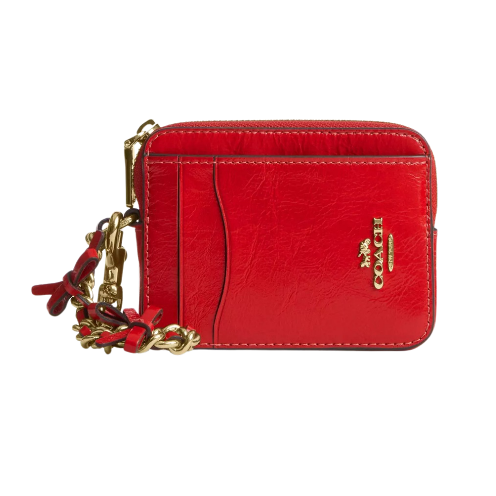 Tarjetero Coach Rojo con Cadena