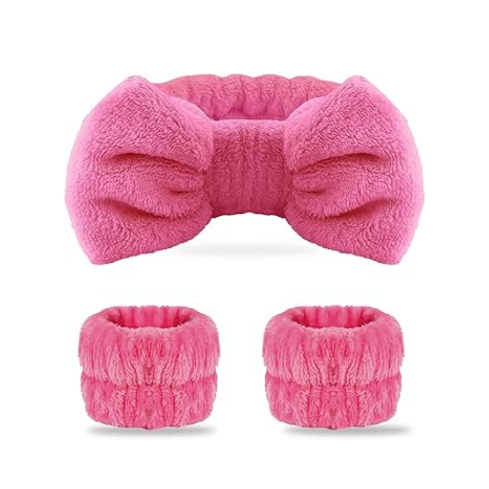 Set de Banda para el Cabello + Muñequeras Antigoteo – Rosa Suave