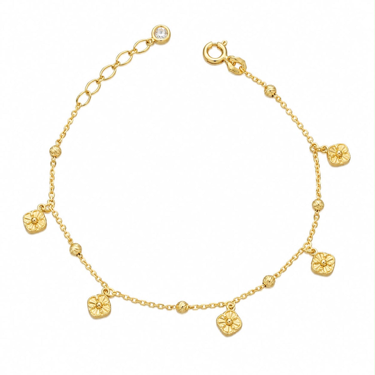 Pulsera de Flores y Esferas Texturizadas