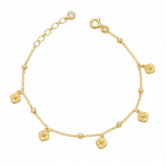 Pulsera de Flores y Esferas Texturizadas