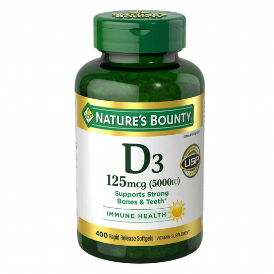 Vitamina D3 125 mcg (5,000 IU) – 400 Cápsulas Blandas