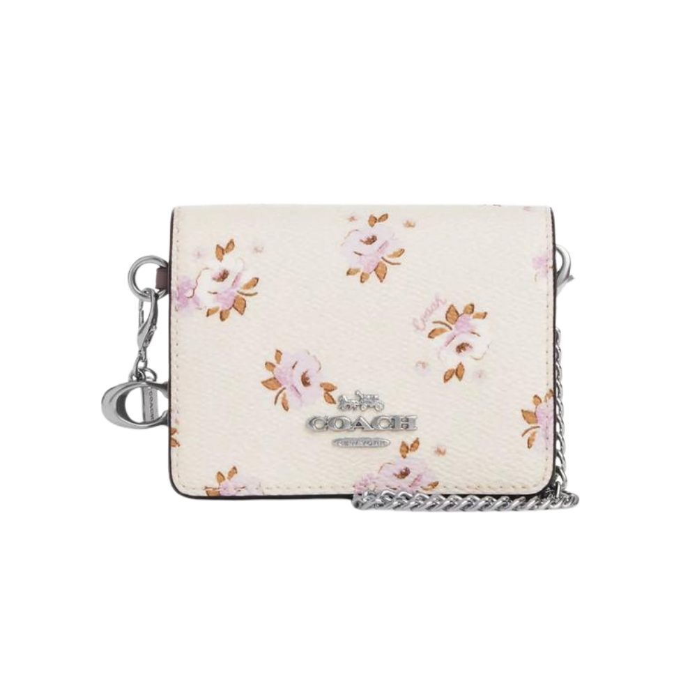 Coach - Boxed Mini Wallet On A Chain With Floral Print