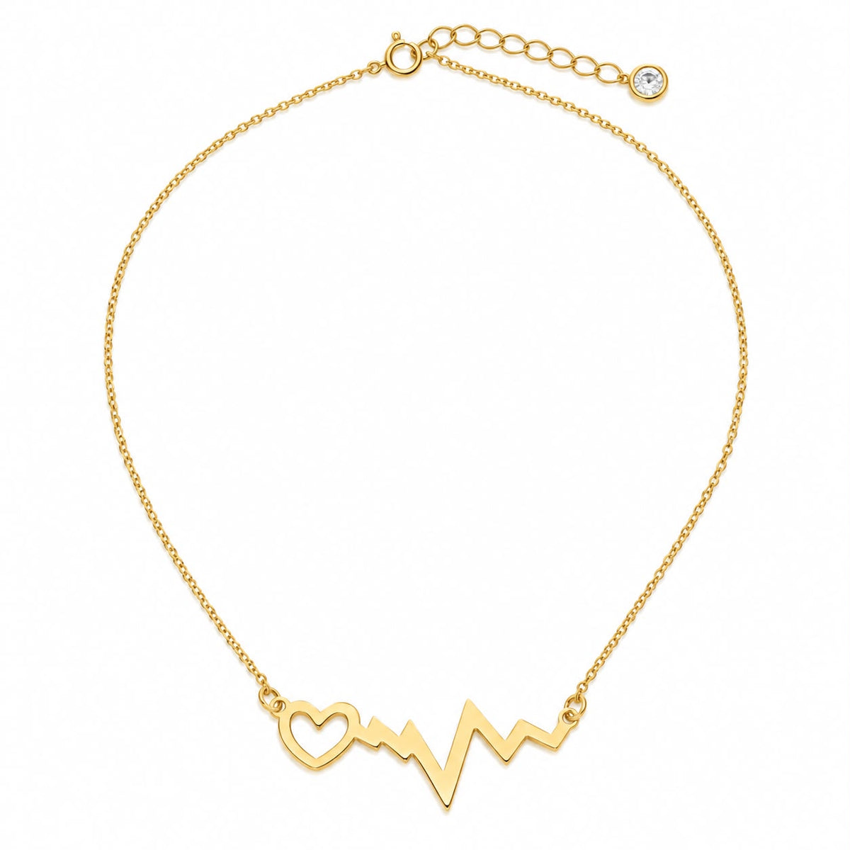 Cadena con Dije de Corazón y Electrocardiograma