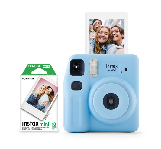 Fujifilm Instax Mini SE – Cámara Instantánea Azul + Película Instax Mini