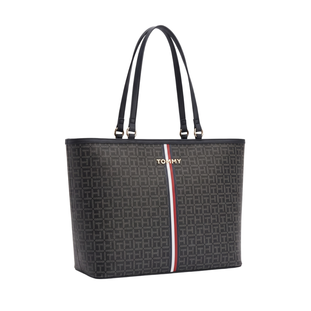 Tommy Hilfiger – Bolso Tote Monograma Negro