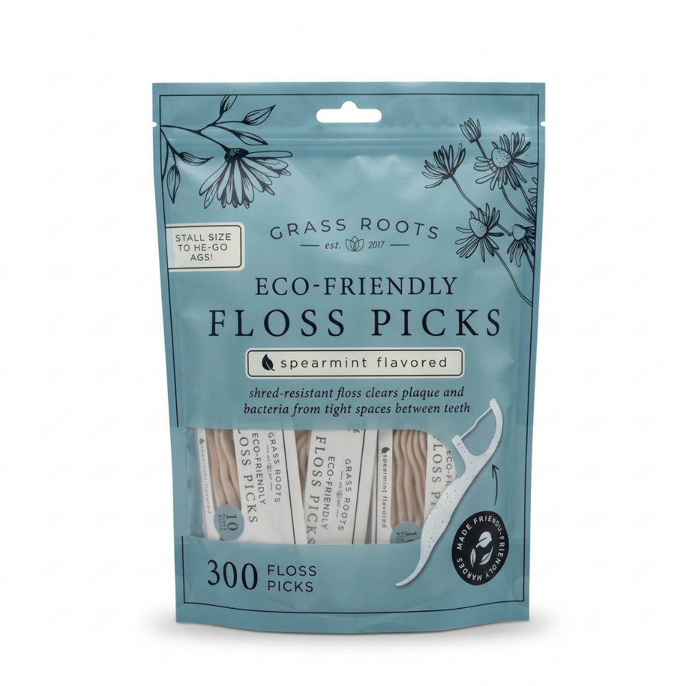 Grass Roots Eco-Friendly Floss Picks – 300 Unidades