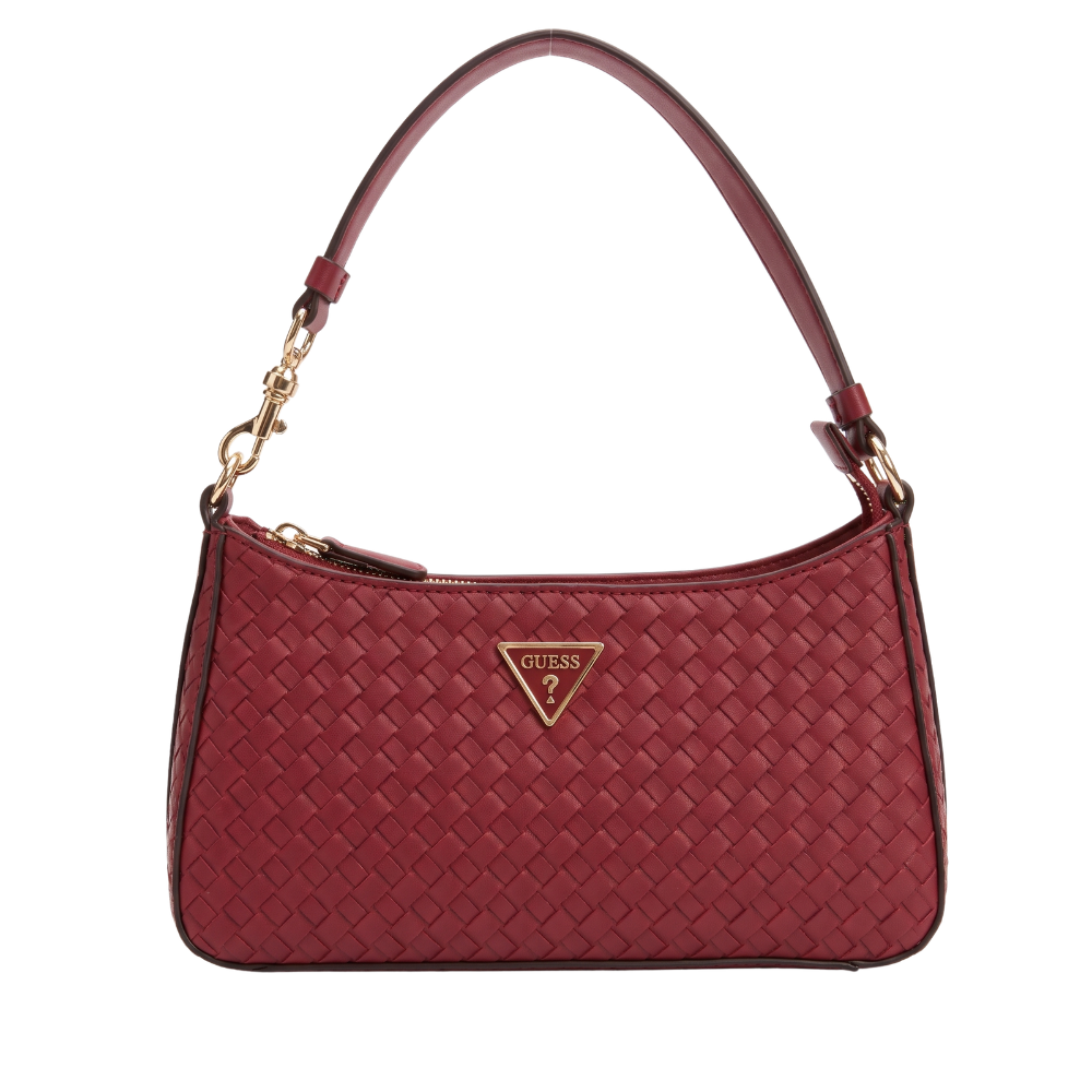 Cartera Guess para Mujer – Rojo Vino con Diseño Trenzado