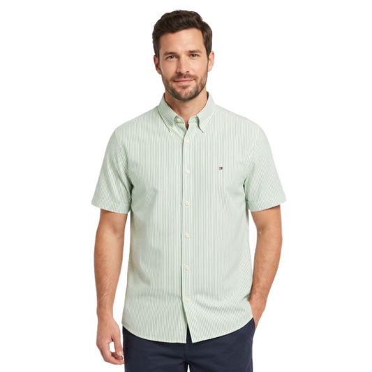 Camisa Tommy Manga Corta - L Regular Fit Stretch