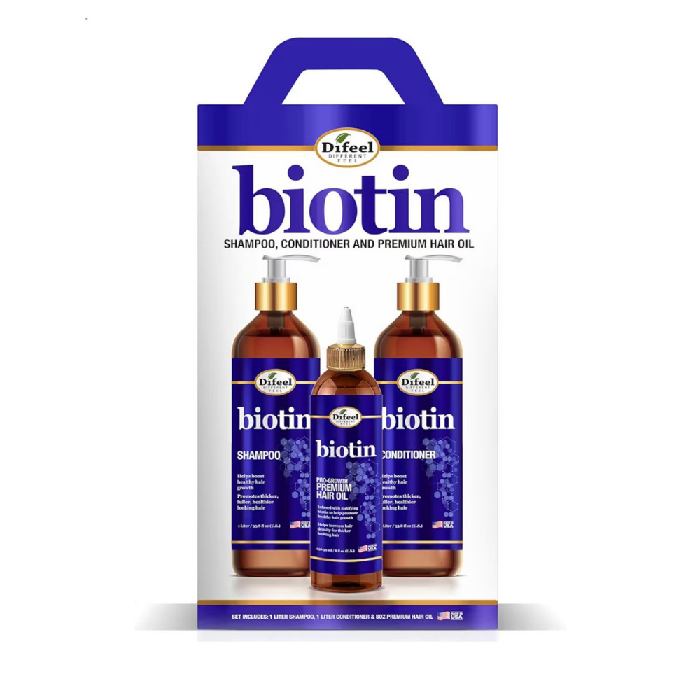Kit Capilar de Biotina Difeel – Shampoo + Acondicionador + Aceite Premium