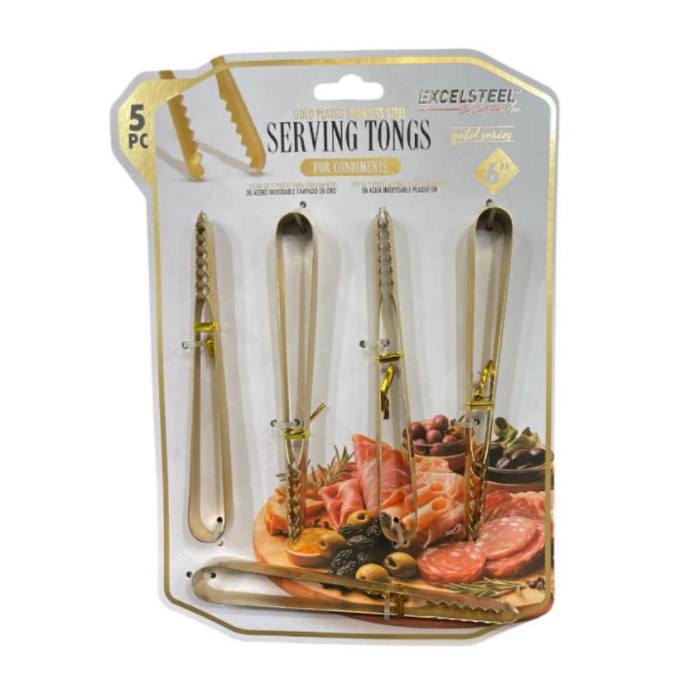 Set de Pinzas para Servir de Acero Inoxidable Dorado – 5 Piezas