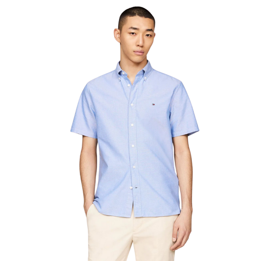 Camisa Tommy Manga Corta Azul