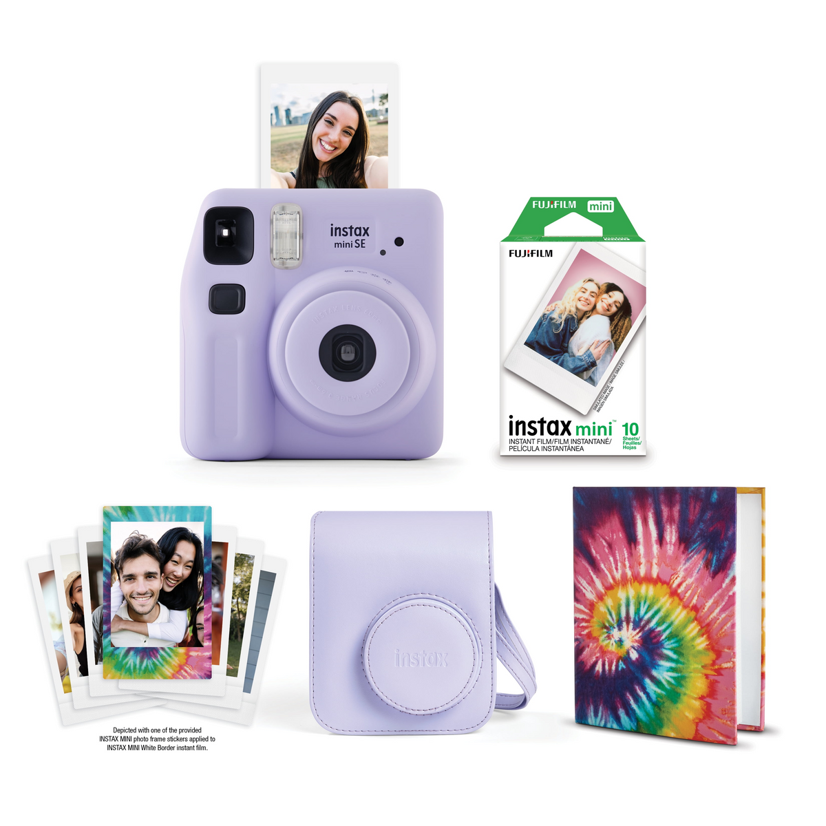 Kit Fujifilm Instax Mini SE + 10 fotitos + Album + Stickers color Morado